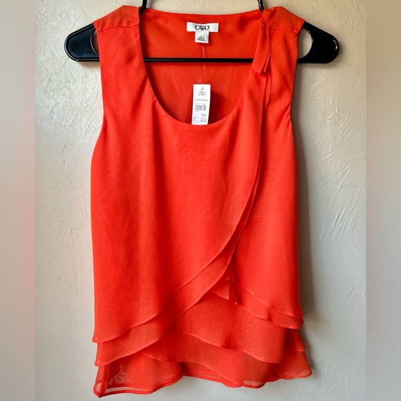 Cato Tops - 🆕 Cato Ruffled Orange Sleeveless Top | S